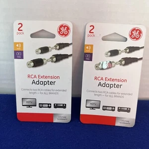 Two GE Black 2 Packs RCA Extension Adapters - Picture 1 of 2