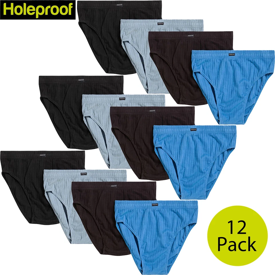Holeproof Cotton Interlock Brief 4-pack M16744 Blk/brn/blu/gry BRAND Aus St