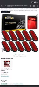 6pcs 10LED Trailer Truck Stop/Turn/Tail Brake Lights 6" Oval Sealed Mount Red - Picture 1 of 23