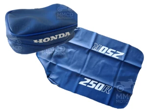 🚩 Blue Synthetic Leather Seat Cover, Rear Fender Bag for Honda XR250R Xr 250 86 - Picture 1 of 8