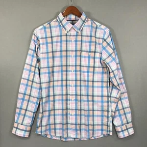Croft & Barrow Shirt Mens Small Pink Blue Plaid Slim Fit Button Down Long Sleeve - Picture 1 of 11