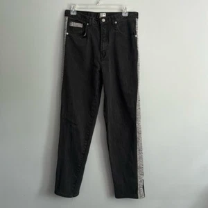 Corniche Black Jeans Size 31 Striped Side Trim Style 97-31200 Y2K Retro Look - Picture 1 of 8