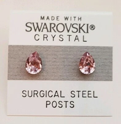 Purple Oval Stud Earrings 8mm Light Crystal Egg Made with Swarovski Elements - Image 1 of 2