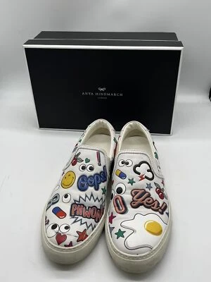 Zapatilla deportiva sin cordones Anya Hindmarch blanca de cuero 'Wink In' talla 37 Foto 1 de 4