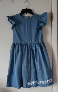 Shein Mädchen Buchstaben Grafik Schmetterling blaue Ärmel Kleid Größe L 11-12 Jahre alt - Bild 1 von 9