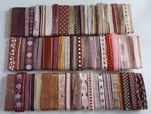 Lot 55+ Yards Brown Ribbon Trim Grosgrain, Sheer Lace Silk Lace, etc 3/8"-1.25" - Picture 1 of 1