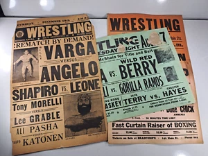 (With Damage) Vintage Wrestling Poster Lot of 3, Billy Varga 22x14in (S94) - Picture 1 of 14