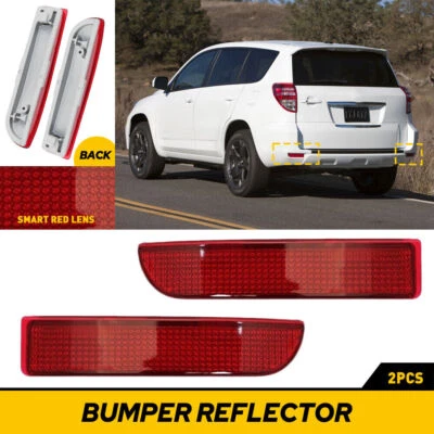 2x Lens LED Rear Bumper Reflector Stop Brake Lights Fits For 06-2012 Toyota Rav4 - Image 1 of 4