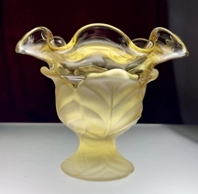 "Pegatina de plato de caramelo de compota de vidrio con volantes amarillo satinado hoja de col vikingo 5,5x6""" Foto 1 de 4