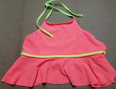Arizona Jean Co Niñas Talla 14 Neón Naranja/Amarillo Bikini Natación Top Halter Foto 1 de 2