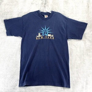 Vintage New York T-Shirt Single Stitch Freiheitsstatue Twin Towers Skyline Gr. L - Bild 1 von 9
