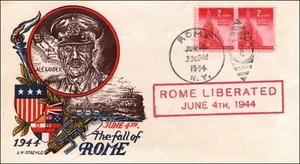 4 Jun 1944 Staehle WWII Multicolor Rome Liberated GEN Alexander Cachet UA - Picture 1 of 2