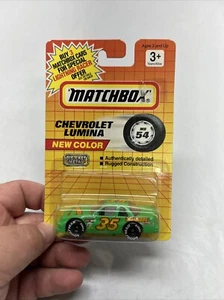 1991 MATCHBOX SUPERFAST MB54 GREEN CHEVROLET LUMINA STOCK CAR NEW ON CARD - Picture 1 of 3