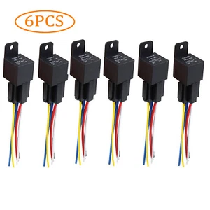 6pcs 5Pin Car Automotive SPDT Relay Switch Harness Socket Waterproof 40A 12V DC - Picture 1 of 7