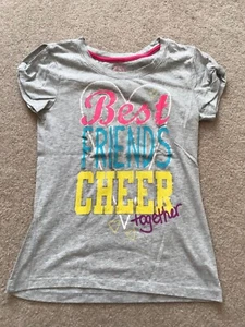 So Girls Gray ‘Best Friends Cheer Together’ Short Sleeve Shirt Size XL 16 VGUC - Picture 1 of 3