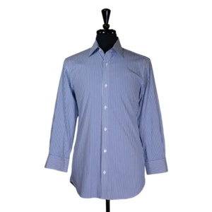 Bonobos Mens Dress Shirt Button Up Blue Striped Slim Stretch Long Sleeve 15.5 32 - Picture 1 of 8