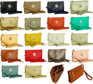 Large Clutch Bag Multi Compartment Cross Body Bag Purse Wallet Wrist Long Strap