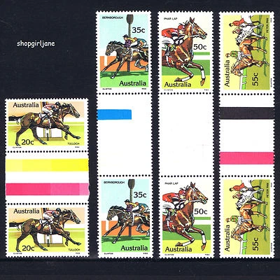 1978 - Australia Australian Racehorses Horse Racing - gutter pair set of 8 - MNH - Image 1 of 4