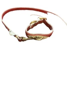 designer dog collar and leash Ostrich Leather Red Small Gold Hardware - Picture 1 of 5
