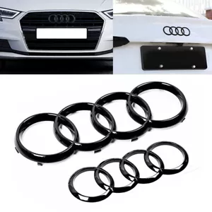 2X Schwarz Glänzend Ringe Emblem V+H Für Audi A4 A6 273mm x 94mm + 192mm x 67mm - Bild 1 von 6