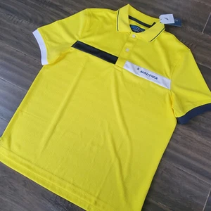 Nautica Men NavTech Activewear Polo Shirt Yellow Small New - Picture 1 of 12