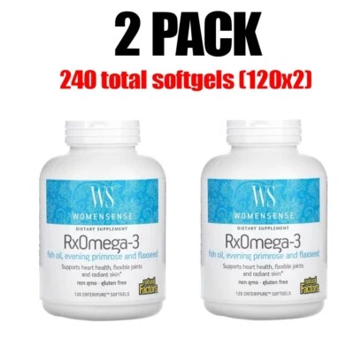 Natural Factors, PACK DE 2, WomenSense, RxOmega-3, 120 cápsulas blandas Enteripure x 2 Foto 1 de 3