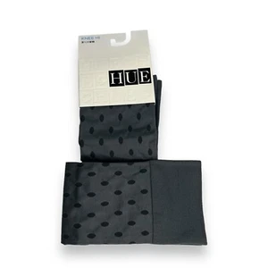 Hue Gray Black Sheer Dot Opaque Knee Hi Socks One Size Fits Most Thunder 2 Pair - Picture 1 of 3