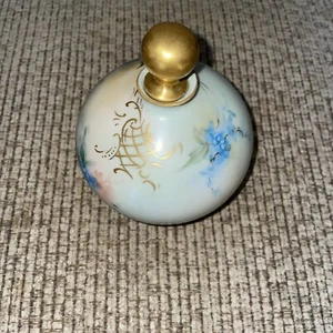 Vintage handbemalter vergoldeter Goldstopfen Parfüm Flakon für Get Me Nots - Bild 1 von 9