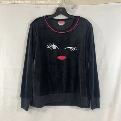 Gently Loved 认证正品 Kate Spade 黑色女式丝绒睡衣上衣,尺寸 M — 第 1/3 张图片