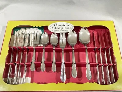 ONEIDA PLANTATION CUSTOM STAINLESS FLATWARE SET - 50 Piece - NOS - Image 1 of 4