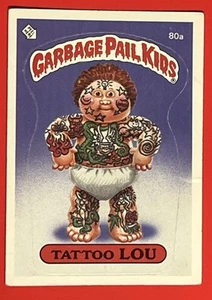 Topps Garbage Pail Kids Series 2 #80a 1985 tatuaje Lou espalda mate EX - Imagen 1 de 2