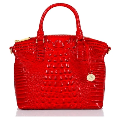 NWT New Brahmin Duxbury Candy Apple Red Croc Leather Satchel/Crossbody Bag - Image 1 of 4