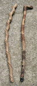 Vintage Naturholz Rebe gedrehter Gehstock 2 Stück ca. 37" & 38" - Bild 1 von 10