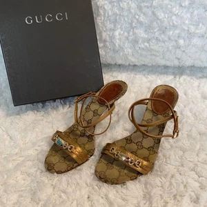 Gucci Horsebit Sandals With Heel Multicolor Leather Size 34 US About 4 For Women - Picture 1 of 24