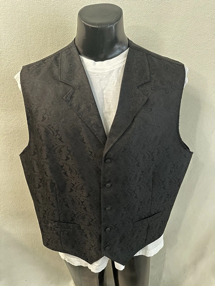 Chaleco Scully Para Hombre XL Negro Paisley Chaleco Western Gambler Cuello Muesca Foto 1 de 4