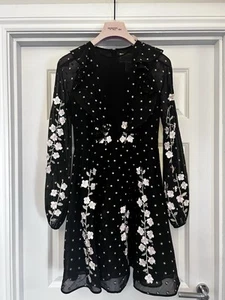 Limited edition Giambattista Valli x H&M black floral embroidered dress size 8 - Picture 1 of 11