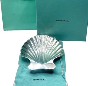 Tiffany & Co Shell Bowl Sterling Silver 22478 Bon Bon Nut Dish w/ Bag Box Duster - Picture 1 of 13