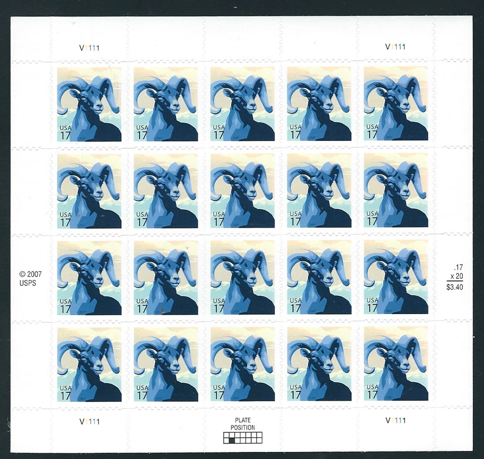 Scott #4138...17 Cent... Bighorn Sheep ...Pane of 20 - Image 1 of 1