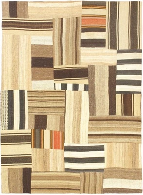 Traditional Vintage Hand Woven Carpet 4'9" x 6'6" Wool Kilim Area Rug - Image 1 of 4