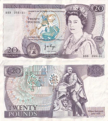 Great Britain England 20 Pounds ND 1970-1991 P 380 Random Sign AU UNC - Image 1 of 3