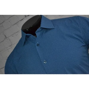 Lucky Brand Dress Shirt 4 Way Stretch Geometric Mens Size Medium Slim Stretch - Picture 1 of 6