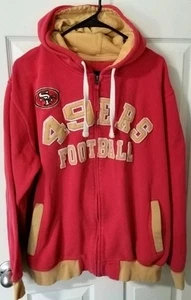 Rare NFL San Francisco 49ers Mens XL Full Zip Patch Hoodie Jacket Red Spell Out - Picture 1 of 15