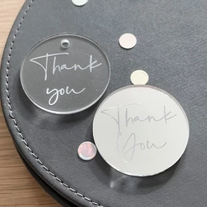 Thank You Mirror Cake Charm, Cupcake Topper or Gift Tag - Picture 1 of 5