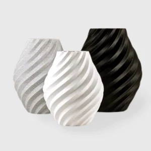 3D Printed Vase Swirl White Stone Grey Black shelf decor objects - Picture 1 of 4