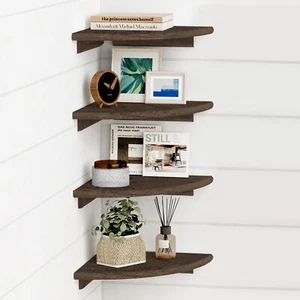 Forbena Floating Corner Shelves for Wall Set of 4, Small Corner Bookshelf for... - Picture 1 of 7