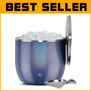 XL 7L Premium Vacuum Insulated Stainless Steel Ice Bucket - Elegant Blue Design - Picture 1 of 7