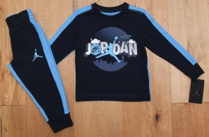 Air Jordan Toddler Boy 2 Pc Long Sleeve T-Shirt & Jogging Pants~Obsidian & Blue - Picture 1 of 5