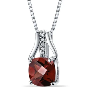 Colgante de diamante granate de oro blanco 14K corte tablero de ajedrez 2,5 quilates total - Imagen 1 de 3