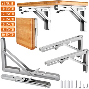 8"-20" Klappbare Regalträger Wandmontage Schwerlast Dreieck Regal Halterung USA - Bild 1 von 22
