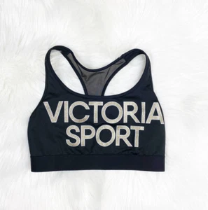 Sujetador Victoria Secret Sport Corredor Espalda Negro Logo Dorado Brillo Talla Grande - Imagen 1 de 5